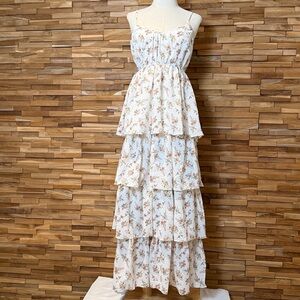 inmod | Pink Floral | Tiered Maxi Dress | Tier Ruffle Skirt | Various Sizes